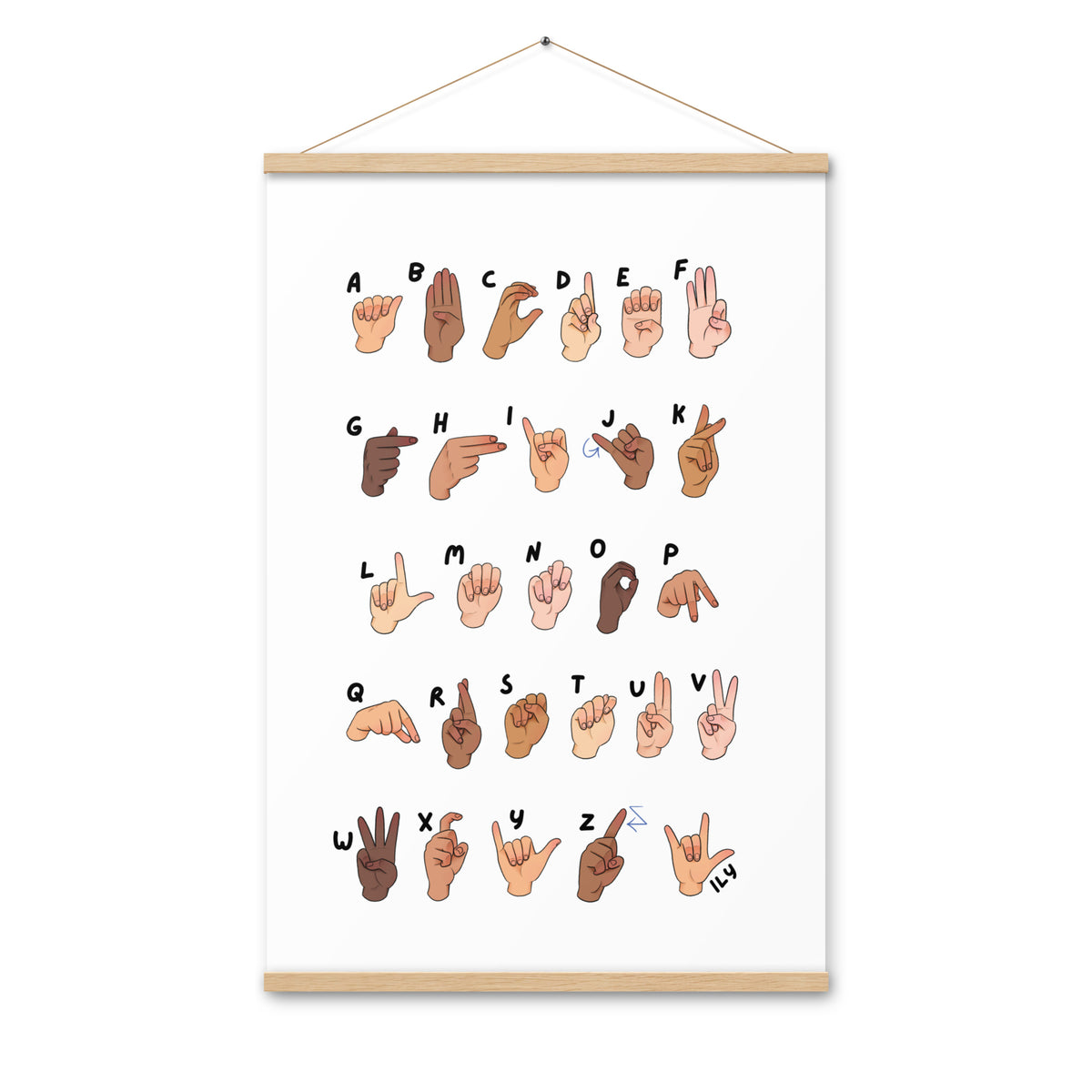 LARGE • ABC ASL Poster With Hangers